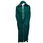 Moroccan Teal Green Cotton Malifa Wool Blend Long Sleeve Hooded Jubba Thobe Djellaba (2)