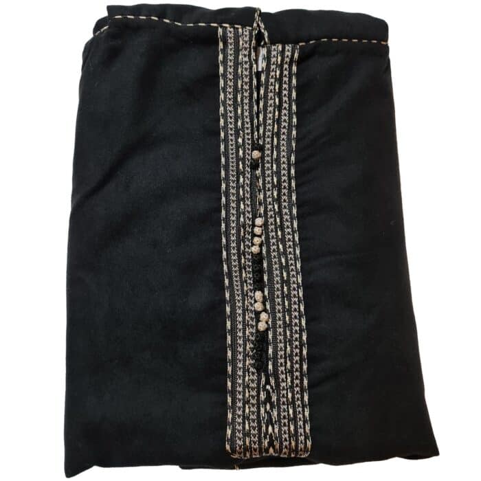 Moroccan Winter Cashmere Wool Blend Black Hooded Thobe Djellaba