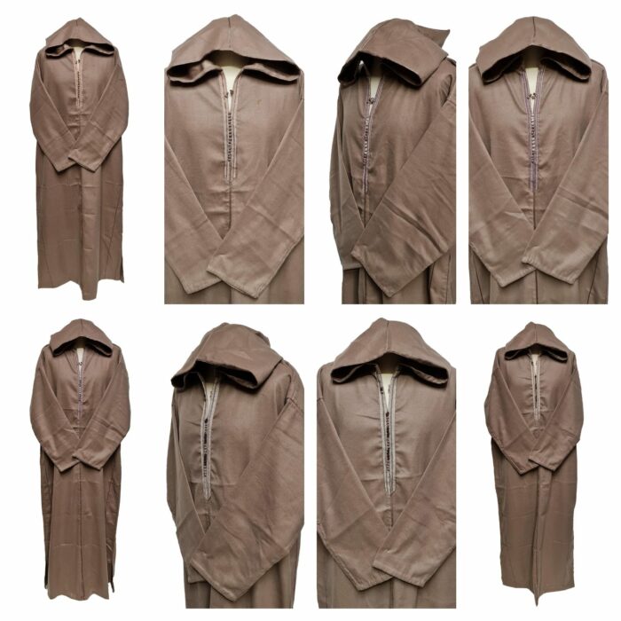 Moroccan Winter Wool Blend Dark Beige Long Sleeve Hooded Thobe Djellaba