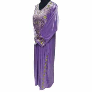 Moroccan Women Lilac Mint Green Royal Blue Velvet Long Maxi Dress Kaftan Abaya Panel Robe Jabaliya (1)