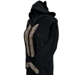 Moroccan Women's Black Cotton Malifa Wool Blend Long Sleeve Hooded Djellaba Jalabiya (13)