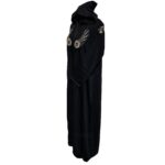 Moroccan Women's Black Cotton Malifa Wool Blend Long Sleeve Hooded Djellaba Jalabiya (24)