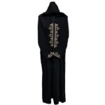 Moroccan Women's Black Cotton Malifa Wool Blend Long Sleeve Hooded Djellaba Jalabiya (4)