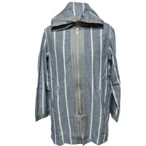 Moroccan Wool Blend Baja Jerga Jacket Hoodie Festival Hippy Tribal Grey Blue (2)