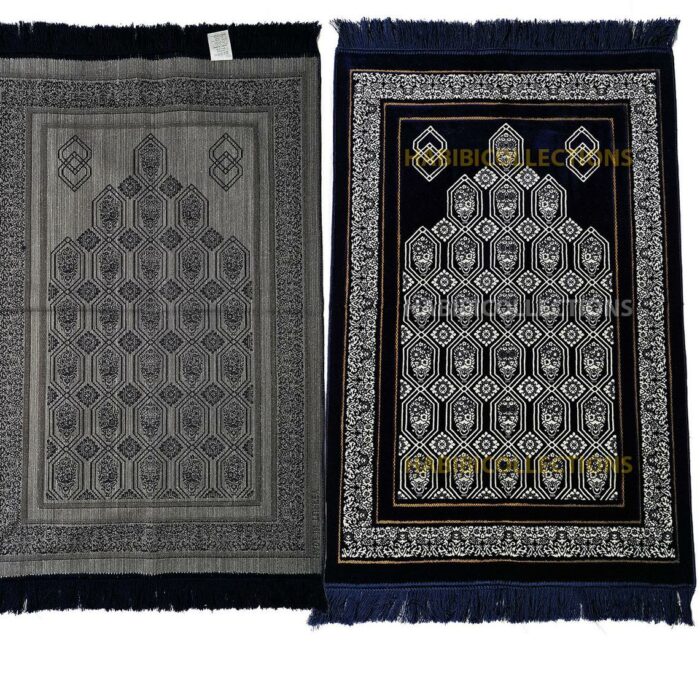 Navy Blue Turkish Thick Jumbo Size Islamic Prayer Mat