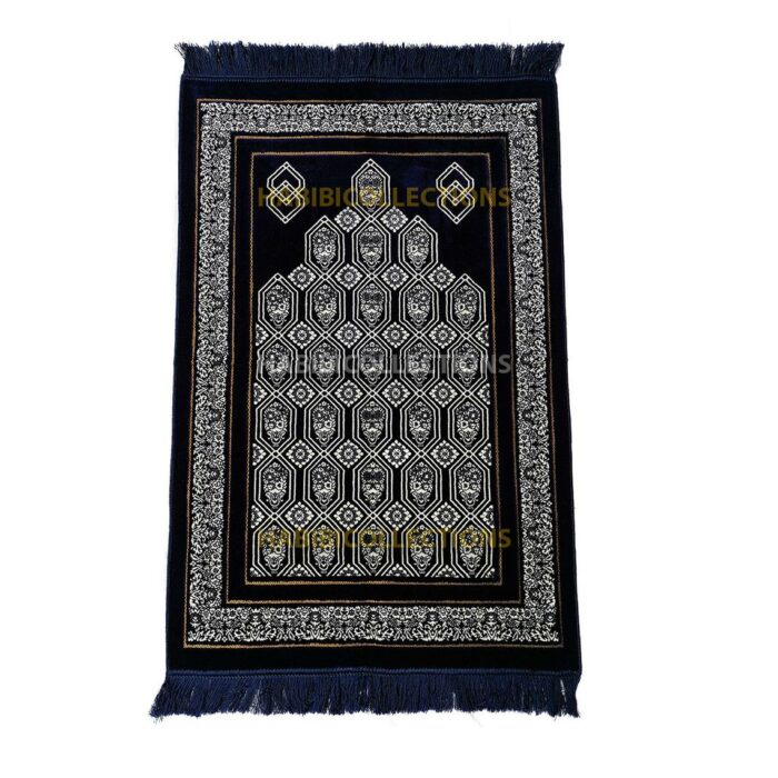 Navy Blue Turkish Thick Jumbo Size Islamic Prayer Mat