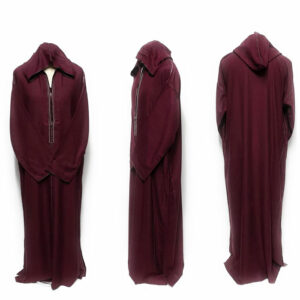 Rich Soft Cotton Maroon Men's Moroccan Hooded Thobe Jubba Djelleba