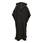 Nisfsaq 002 Moroccan Brown Striped Wool Blend 3 Quarter Free Size Hooded Thobe Djellaba 222657