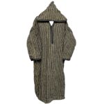 Nisfsaq 0032 Moroccan Striped Wool Blend 3 Quarter Free Size Hooded Thobe Djellaba (4)