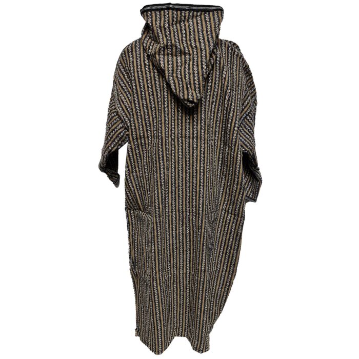 Nisfsaq 0036 Moroccan Beige Grey Multi Stripes Super Warm Wool Blend Hooded Thobe Djellaba (1)