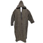 Nisfsaq 0036 Moroccan Beige Grey Multi Stripes Super Warm Wool Blend Hooded Thobe Djellaba (2)