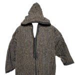 Nisfsaq 0036 Moroccan Beige Grey Multi Stripes Super Warm Wool Blend Hooded Thobe Djellaba (3)