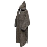 Nisfsaq 0036 Moroccan Beige Grey Multi Stripes Super Warm Wool Blend Hooded Thobe Djellaba (4)