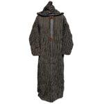 Nisfsaq 0037 Moroccan Beige Black Multi Stripes Super Warm Wool Blend Hooded Thobe Djellaba (2)