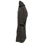 Nisfsaq 0037 Moroccan Beige Black Multi Stripes Super Warm Wool Blend Hooded Thobe Djellaba (3)