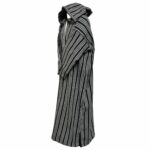 Nisfsaq 012 Moroccan Grey Black Striped Wool Blend Hooded Thobe Djellaba (2)
