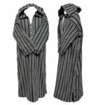 Nisfsaq 012 Moroccan Grey Black Striped Wool Blend Hooded Thobe Djellaba (4)