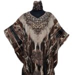 Nl405 Women's Kaftan Loose Fit Tunic Dress Sequin Floral Maxi Dress(10)