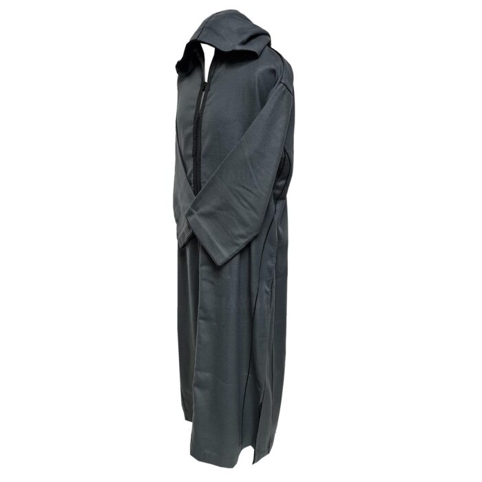 Normwlwpc 001 Moroccan Grey Wool Blend Long Sleeve Hooded Jubba Thobe Djellaba(4)