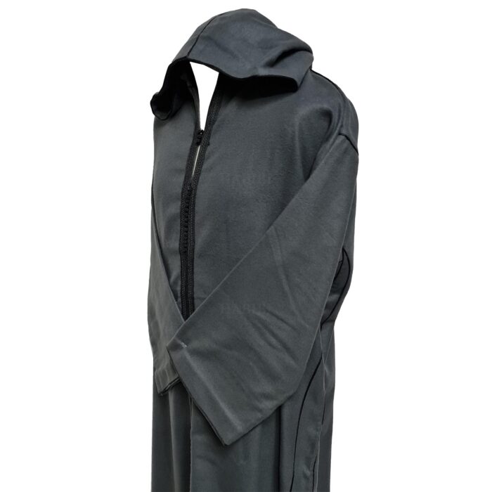 Normwlwpc 001 Moroccan Grey Wool Blend Long Sleeve Hooded Jubba Thobe Djellaba(5)