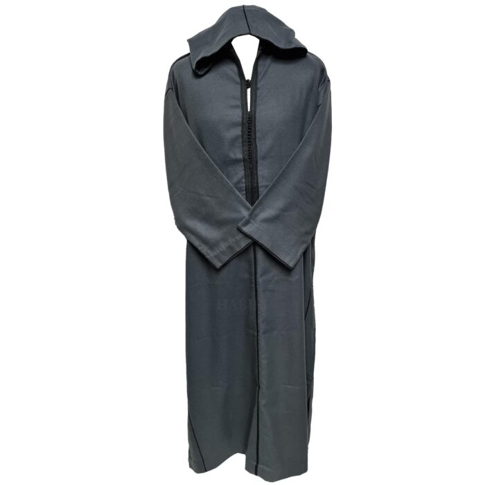 Normwlwpc 001 Moroccan Grey Wool Blend Long Sleeve Hooded Jubba Thobe Djellaba(6)