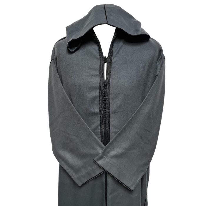Normwlwpc 001 Moroccan Grey Wool Blend Long Sleeve Hooded Jubba Thobe Djellaba(7)