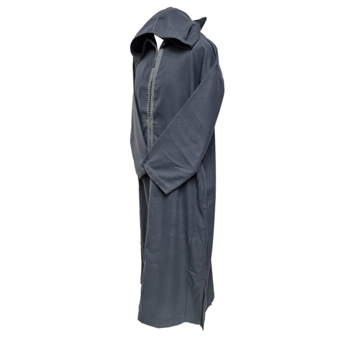 Normwlwpc 005 Moroccan Grey Wool Blend Long Sleeve Hooded Jubba Thobe Djellaba (4)