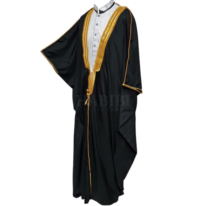 Men's PREMIUM Short-Sleeve Arabian Bisht Cloak Arab Dress Thobe Islam Robe Eid Jacket Wedding