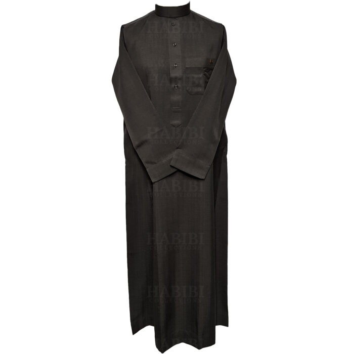 Nusuki 005 90210145420mix Nusuki Men Thick Black Charcoal Thobe Long Sleeve Jubba0509 222513