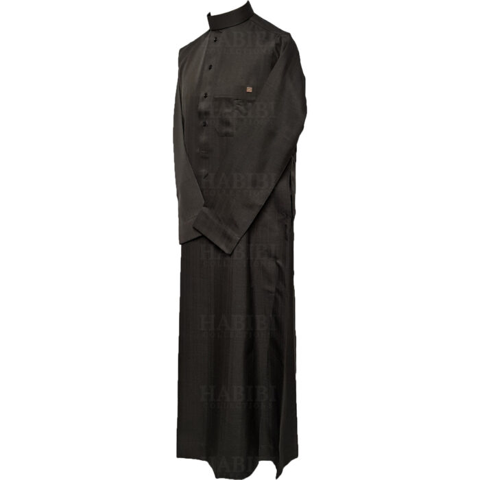Nusuki 005 90210145420mix Nusuki Men Thick Black Charcoal Thobe Long Sleeve Jubba0509 222525