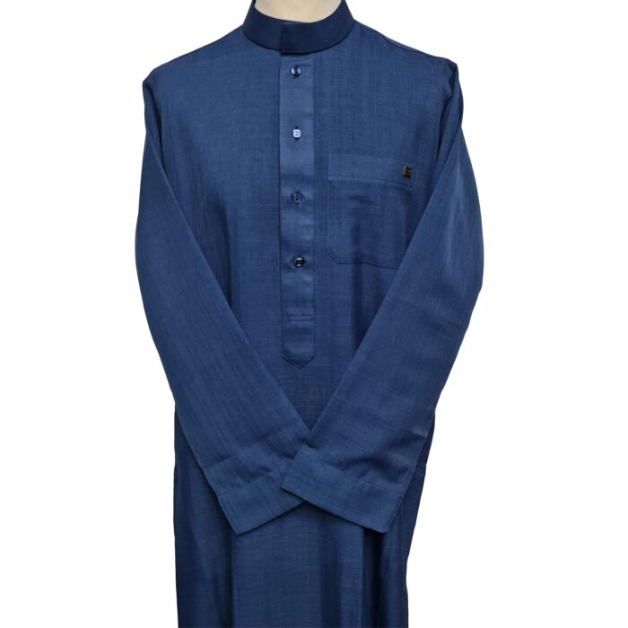 Nusuki 007 Men's Nusuki Premium High Quality Blue Long Sleeve Thobe Jubba(7)