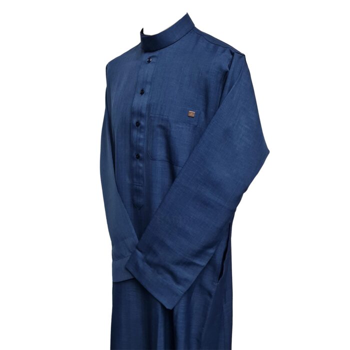 Nusuki 007 Men's Nusuki Premium High Quality Blue Long Sleeve Thobe Jubba(8)