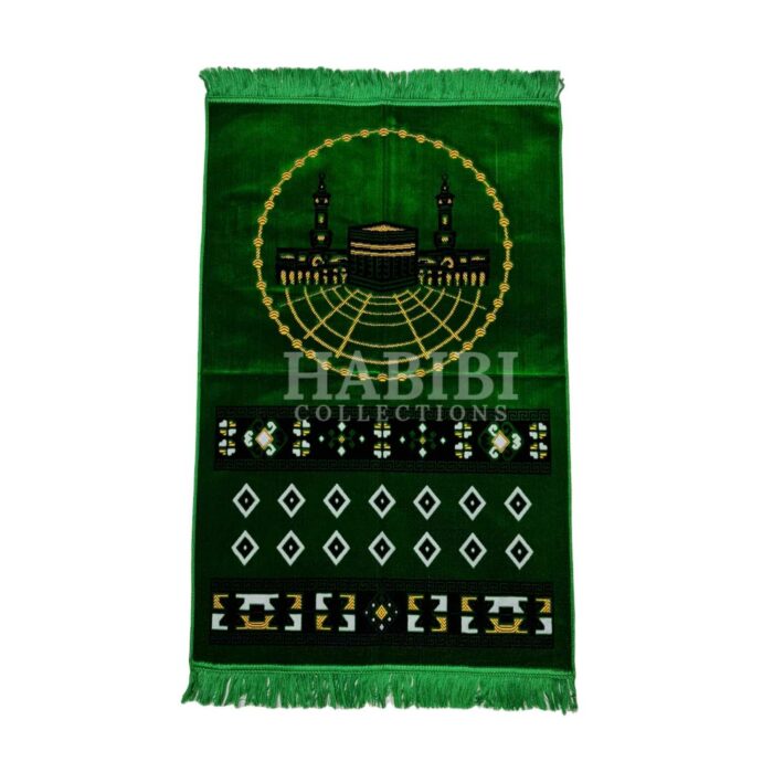 Green Islamic Masjid Al Haraam Soft Prayer Mat