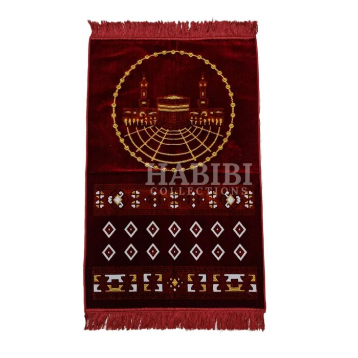 Maroon Islamic Masjid Al Haraam Soft Prayer Mat