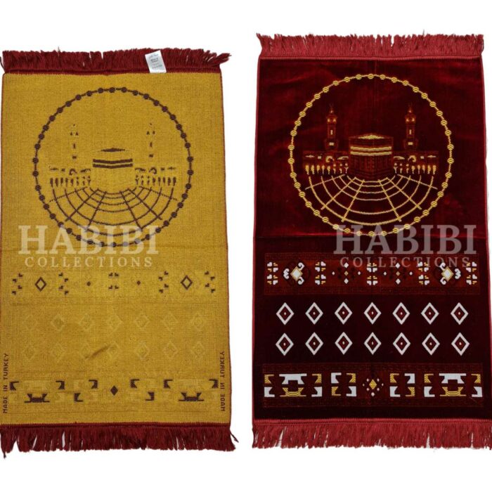 Maroon Islamic Masjid Al Haraam Soft Prayer Mat