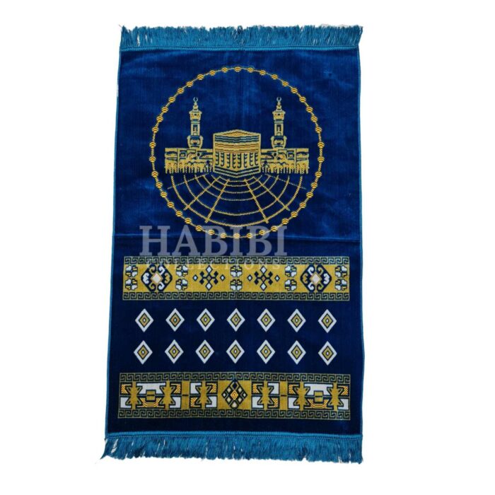 Royal Blue Islamic Masjid Al Haraam Soft Prayer Mat