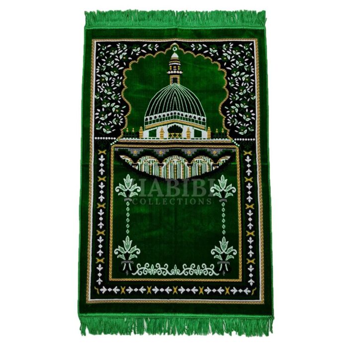 Green Islamic Masjid Al Nabawi Soft Prayer Mat