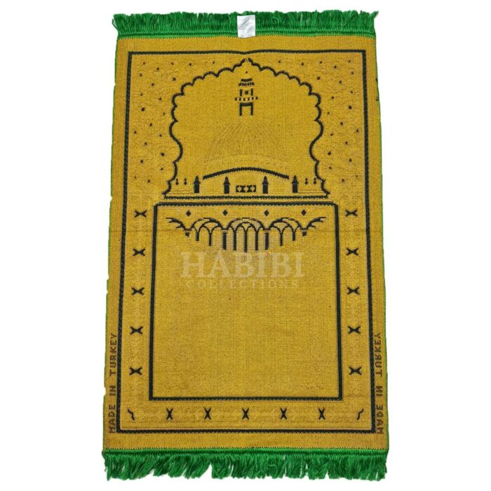 Green Islamic Masjid Al Nabawi Soft Prayer Mat