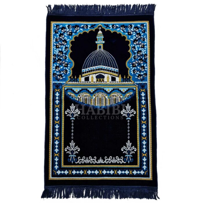 Navy Blue Islamic Masjid Al Nabawi Soft Prayer Mat