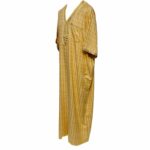 OT-CHQSLV-YEL-Men’s Moroccan Short Sleeves Yellow Checkered Thobe Jubba Kandora