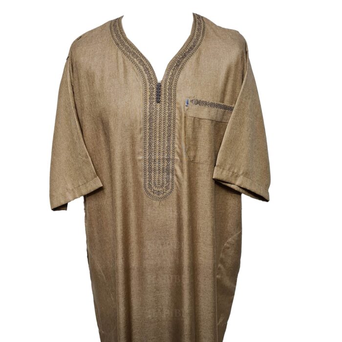 Othslv 003 Light Brown Men Moroccan Short Sleeves Thobe0430 045757