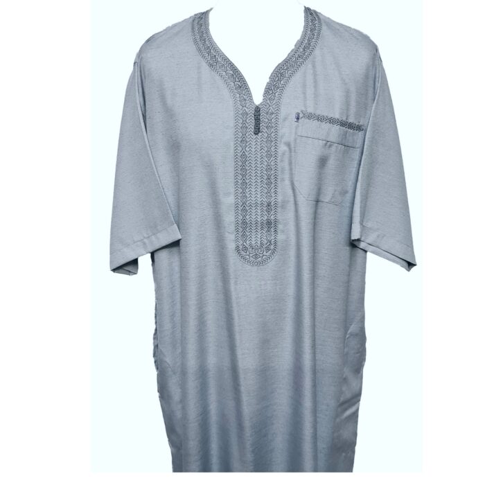 Othslv 005 Grey B Men Moroccan Short Sleeves Thobe0430 050103