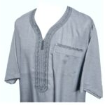 Othslv 005 Grey B Men Moroccan Short Sleeves Thobe0430 050122