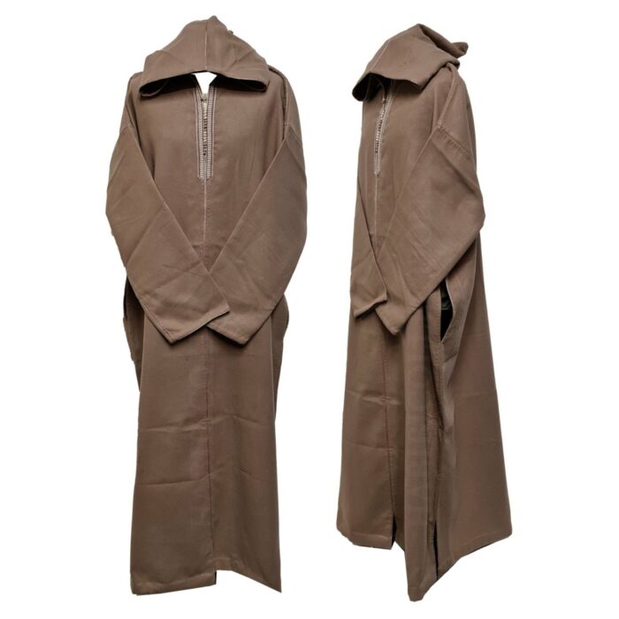 Oversizedwl Beige 011f Oversized Beige Winter Wool Blend Hooded Long Sleeves Thobe Djelleba