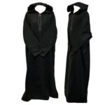 Oversizedwl Blk003 Oversized Black Winter Cashmere Wool Blend Hooded Long Sleeves Thobe Djelleba