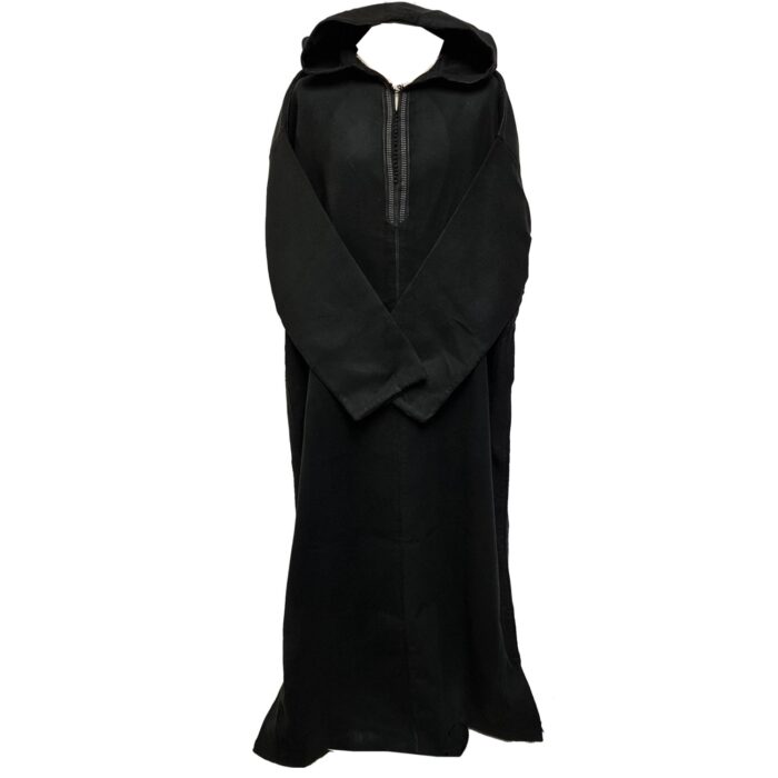 Oversizedwl Blk003 Oversized Black Winter Wool Blend Hooded Long Sleeves Thobe Djelleba Black 2 (1)