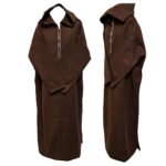Oversizedwl Brwn 006c Oversized Brown Winter Wool Blend Hooded Long Sleeves Thobe Djelleba