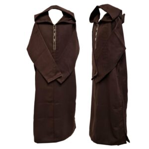 Oversizedwl Brwn 008e Oversized Brown Winter Wool Blend Hooded Long Sleeves Thobe Djelleba