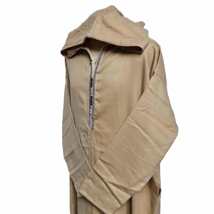 Ovrszenrmlwl 0051 Plus Size Moroccan Winter Wool Blend Cream Long Sleeve Hooded Thobe Djellaba (4)