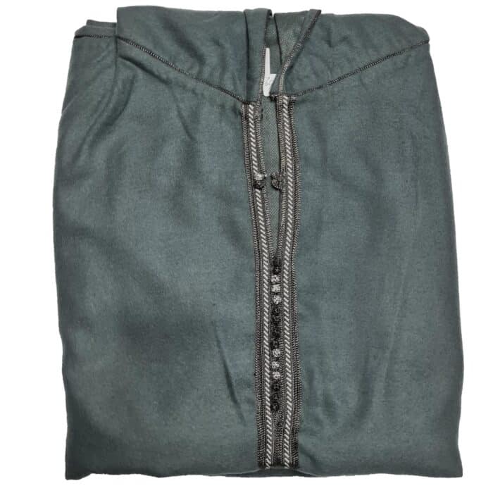 Ovrszenrmlwl 0055 Plus Size Moroccan Winter Wool Blend Grey Long Sleeve Hooded Thobe Djellaba (10)